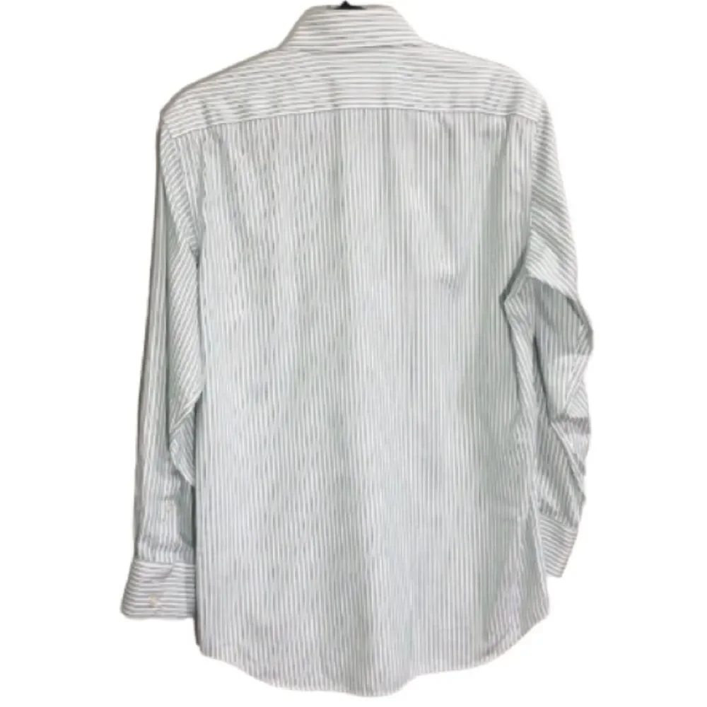 Banana Republic Slim Fit Non-Iron Green Stripe Dress Shirt Men’s 14-14.5